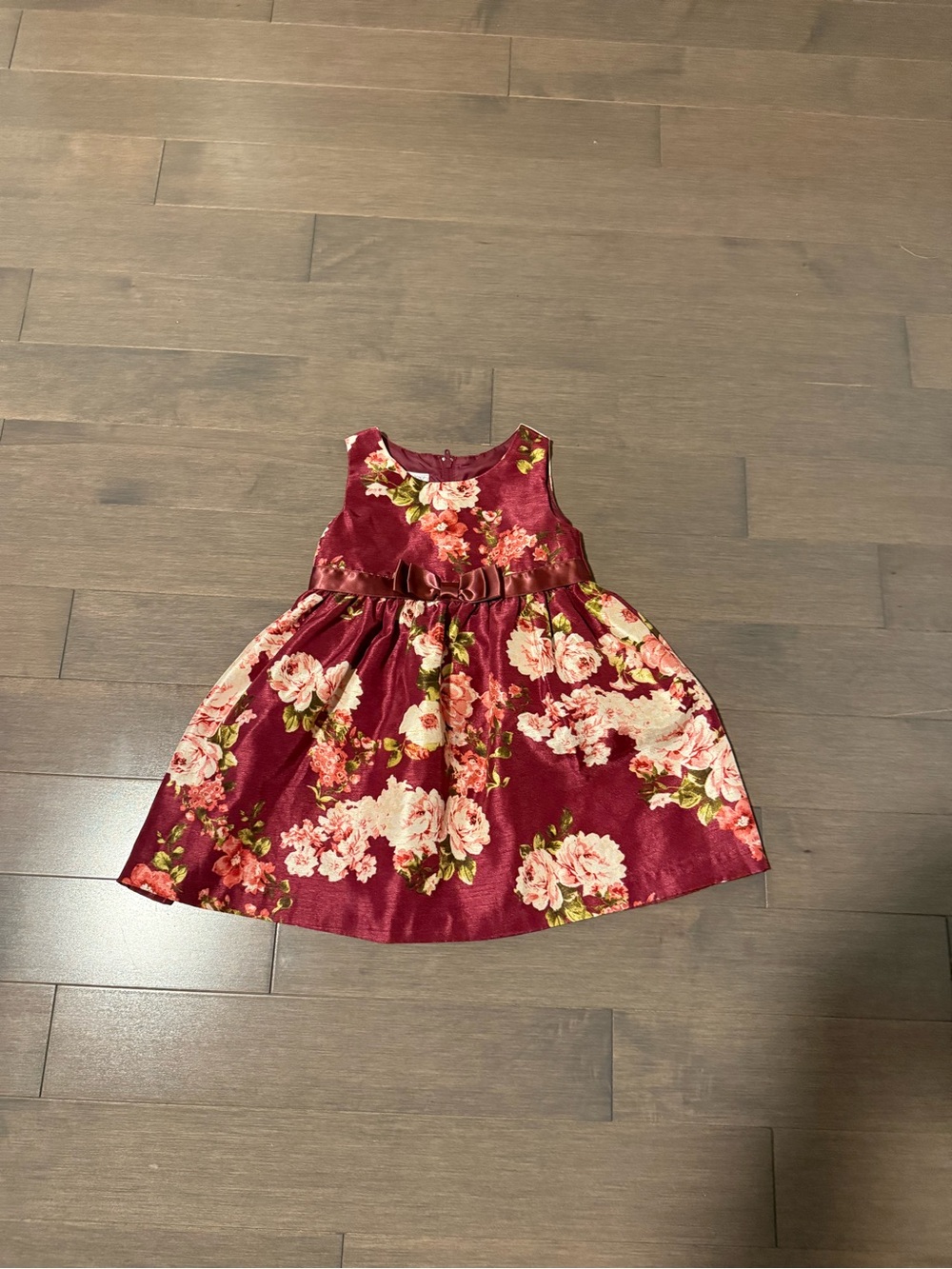 iris & ivy Burgundy Floral Bow-Accent Party Dress